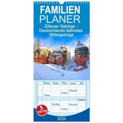 Abbildung von Familienplaner 2025 Zittauer Gebirge Deutschlands kleinstes Mittelgebirge mit 5 Spalten (Wandkalender, 21 cm x 45 cm), CALVENDO