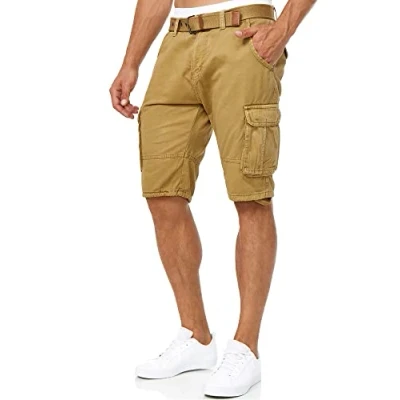 Abbildung von Indicode Herren Monroe Cargo Shorts inkl. Gürtel Bermuda Männer Sommerhose aus Baumwolle Amber L