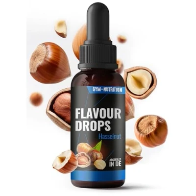 Abbildung von Flavour Drops Zuckerfrei 50ml mit Dosierpipette Flavor Lebensmittelaroma für Magerquark, Porridge uvm von Gym Nutrition Haselnuss Geschmack