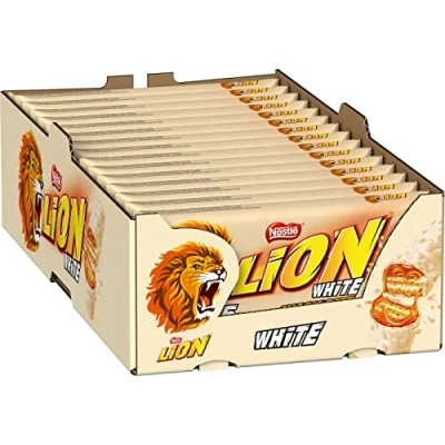 Abbildung von LION Nestlé Multipack, Schokoriegel mit weißer Glasur, leckerer Karamell Füllung und knuspriger Waffel, Süßigkeiten Großpackung, 15er Pack (5 x 30g)