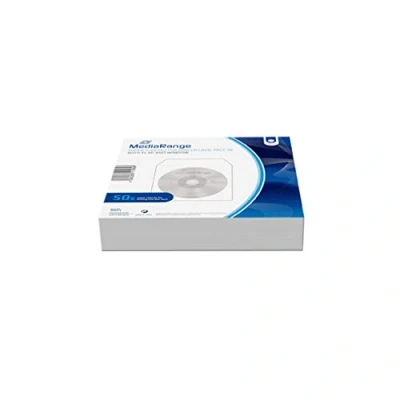 Abbildung von MediaRange Papiertaschen für 1 Disc, Mini CD R und DVD R, mit Lasche Sichtfenster, weiß, 50er Pack