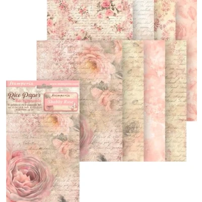 Abbildung von Stamperia Shabby Rose A6 Rice Paper Backgrounds (8pcs) (DFSAK6023)