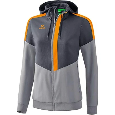 Abbildung von Erima Damen Squad Tracktop Trainingsjacke, Slate Grey/Monument Grey/New Orange, 38