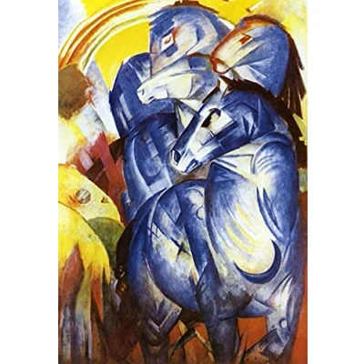 Abbildung von Zhyaunz EIN Turm der blauen Pferde Franz Marc DIY 5D Diamond Painting Kits Kreuzstich Stickerei Voller Runder Handwerkskunst Geschenk 40x50cm