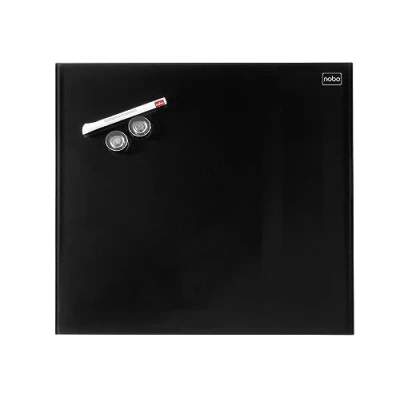 Abbildung von Nobo Glas Whiteboard Kleine Magnetische Wandtafel, Trocken Abwischbare Oberfläche, Rahmenlos, Unsichtbare Wandmontage, 300 x mm, Inkl. Markerstift und Magneten, Schwarz, 1903950