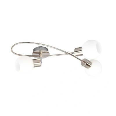 Abbildung von Lindby Deckenleuchte Elaina, dimmbar, Leuchtmittel nicht inklusive, Modern, Metall, Glas, nickel matt, opalweiß, 3 flammig, E14