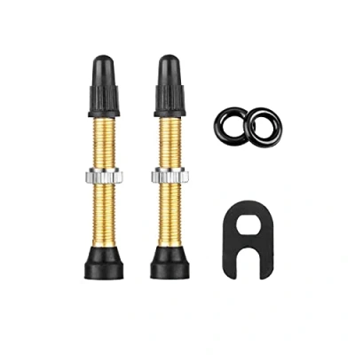 Abbildung von HZJD 2 Stück Fahrrad Tubeless Air Valve Vorbau, Vorbau(40 mm), 1 Ventileinsatz Entfernerwerkzeug