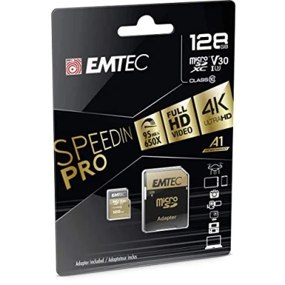 Abbildung von Emtec SpeedIN PRO 128 GB microSDXC Speicherkarte, Class 10, UHS I (U3), V30