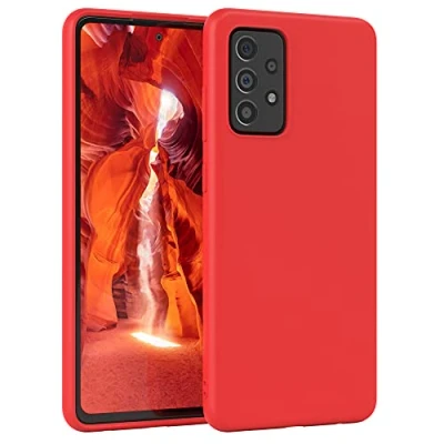 Abbildung von EAZY Case Silikonhülle für Samsung Galaxy A72 / 5G Hülle Silikon Rot weich stoßfeste Handyhülle Schutzhülle mit Kameraschutz Dünn Premium Schutz Cover TPU Bumper in