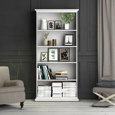 Abbildung von Home affaire Bücherregal &quot;Paris Regal, Standregal, Stauraumregal, Ablageregal, Multifunktional,&quot;, mit 4 Einlegböden, viel Stauraum, Kranzleiste, Höhe 200 cm