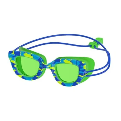 Abbildung von Speedo Uni Kinder Sunny Pop Seasiders Print Schwimmbrille, Blue Camo/Jello Green, Einheitsgröße
