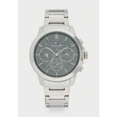 Abbildung von Tommy Hilfiger Henry Uhr silvercoloured/green, Herren, Größe: One Size, Silver coloured/green