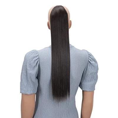 Abbildung von CAISHA 60cm Zopf mit 2 Bändern Pferdeschwanz Langhaar Extensions Haarverlängerung Haarteil Glatt Braun HC7