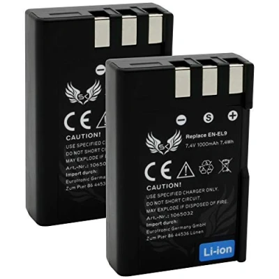 Abbildung von 2X SK Akku Nikon EN EL9 1000mAh für DSLR D40 D40A D40C D40X D60 / D3000 D5000 /// EL9a EL9e