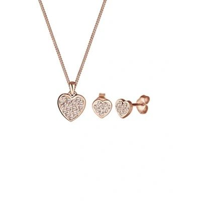 Abbildung von Elli SET HERZ Kristalle Amour Ohrringe, Damen, Größe: 45, Roségold