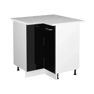 Abbildung von Vicco Eckschrank R Line, Schwarz Hochglanz/Weiß, 75.6 cm, AP Marmor