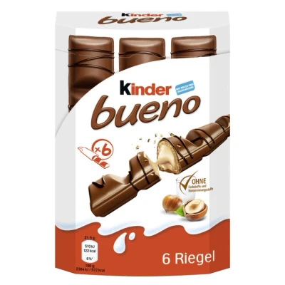 Abbildung von Ferrero kinder bueno Schokoriegel mit Milch Haselnuss Creme 1 Packung je 6 Einzelriegeln (6 x 21,5 g) (Verpackung kann variieren)
