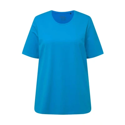 Abbildung von Ulla Popken Rundhalsausschnitt Halbarm Tshirt basic, Damen, Größe: 54/56, Sapphire blue