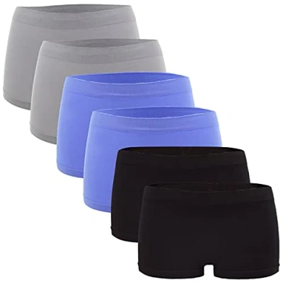 Abbildung von Fabio Farini 6ER PACK Hipster Boxer OHNE Seitliche NAHT Panties, Damen, Größe: 34, Hellblau hellgrau schwarz