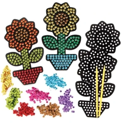 Abbildung von Baker Ross FE198 Sonnenblumen Pailletten Bastelsets, Basteln Sie Ihre eigenes Kunst Set, kreative Aktivitäten für Kinder, dekorieren eigenen und Bastelprojekte, 4 Stück