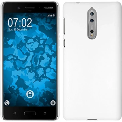 Abbildung von PhoneNatic case kompatibel mit Nokia 8 Hülle weiß gummiert Hard Cover