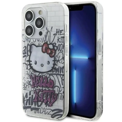 Abbildung von CG MOBILE Hello Kitty HKHCP15XHDGPHT Hülle für iPhone 15 Pro Max 6.7&quot; Weiß hardcase IML On Bricks Graffiti