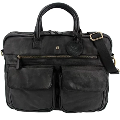 Abbildung von Roberto Romano handgefertigte Businesstasche FIRENZE aus Echtem Leder in schwarz 48200 Aktentasche, Umhängetasche, Laptoptasche Modernes Design für Business und Freizeit
