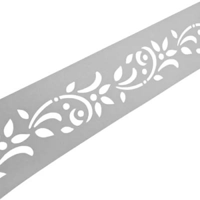 Abbildung von zaunzu Sichtschutzstreifen PREMIUM dekor Floral1 Sichtschutz Lichtgrau 2,55m, (1x Einzelstreifen, Lasermuster für Deinen Doppelstabmattenzaun Laserstreifen), 5 Jahre garantierte Farbechtheit, UV beständig