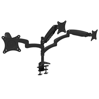 Abbildung von HFTEK Monitorarm Triple Halterung Halter Tischhalterung für 3 Bildschirme von 15 27 Zoll mit VESA 75 / 100 (DS137DB)