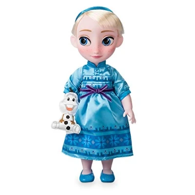 Abbildung von Disney Store Puppe ELSA aus der Animator Collection, Die Eiskönigin, 39 cm / 15&quot;, echt wirkendes Haar zum Kämmen, Outfit und Schuhe, mit Olaf als Plüschtier Satin, Sammelpuppe ab 3 Jahren