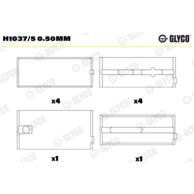 Abbildung von Kurbelwellenlager GLYCO H1037/5 0.50mm