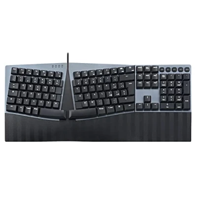 Abbildung von Perixx PERIBOARD 535 RD Ergonomische mechanische Tastatur in voller Größe mit Kabel Rote lineare Tasten niedrigem Profil Programmierbare Makrotasten Kompatibel Windows und Mac OS X