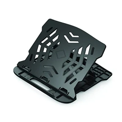 Abbildung von Q Connect Laptop Ständer/Ergonomischer Laptopständer Notebook MacBook Ständer aus Kunststoff/Schwarz/Drehbarer Fuss / 25,5 x 1,8 28 cm 0,53 kg