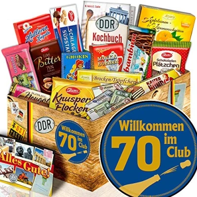 Abbildung von Wilkommen im Club 70 Schokoladen Box Ostpaket Geschenke zum 70. Geburtstag