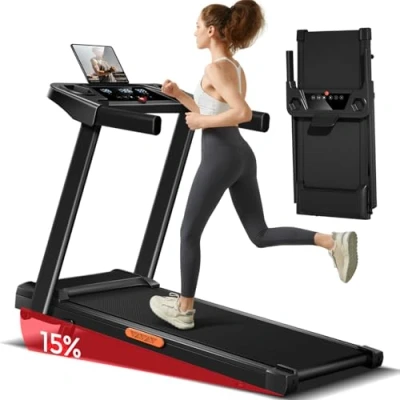 Abbildung von Laufband für Zuhause Klappbar mit Steigung 9%, Laufbänder 12KM/H, Treadmill for Home 3,0 PS Motor und 12 voreingestellte Programme, Max Belastung 136KG