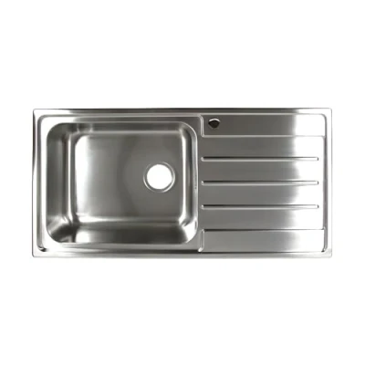 Abbildung von Stabilo Sanitär Einbauspüle &quot;Jakub&quot; Ablage Rechts Küchenspüle Edelstahl Komplettset, rechteckig, 100/50 cm, mit Siphon, (Komplett Set, 1 St., komplettem Siphon inkl. Befestigungsmaterial),