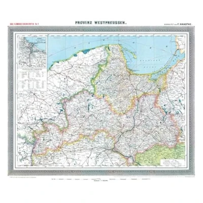 Abbildung von Historische Karte: Provinz WESTPREUSSEN, um 1905 (gerollt): Carl Flemmings Generalkarte, No. 4. Regierungsbezirke Danzig und Marienweder.
