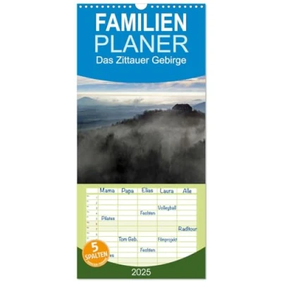 Abbildung von Familienplaner 2025 Das Zittauer Gebirge mit 5 Spalten (Wandkalender, 21 cm x 45 cm), CALVENDO