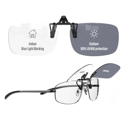 Abbildung von Goiteia Photochrome Clip On Sonnenbrille zum Überklipsen von Korrekturbrillen für Herren und Damen hochklappbare Aufclipsen Einfaches Auf Absetzen mit einer Hand