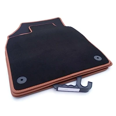 Abbildung von Fußmatten für Cupra Born (Braun) Velours Premium Matten in Original Qualität Automatten Set, Schwarz, 4STK