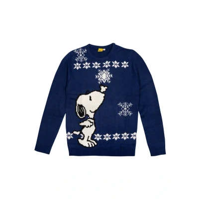 Abbildung von Snoopy THE Peanuts UNISEX WINTER Strickpullover, Größe: Large, Blau