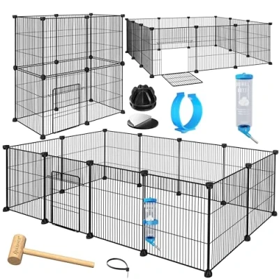 Abbildung von KESSER® Freigehege Gittergehege für Kaninchen aus Metallgitter XXL inkl. Tür Kleintiergehege Meerschweinchen Gehege Freilauf, Kleintierkäfig Laufgitter Hasenstall Innen draußen