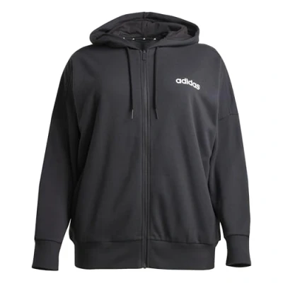 Abbildung von adidas Sportswear Essentials Linear FULL ZIP PLUS SIZE Sweatjacke, Damen, Größe: 46 48, Black white