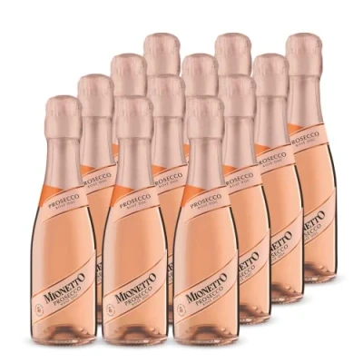 Abbildung von Mionetto Prosecco Rosé DOC Millesimato Extra Dry (12 x 0,20 l ) Edler Schaumwein aus Italien in eleganter Kleinflasche, Glera und Pinot Noir Trauben, handlich, für unterwegs, als Geschenk