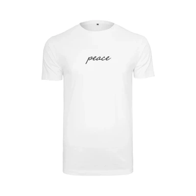 Abbildung von Mister Tee Peace Wording EMB Tshirt print, Herren, Größe: Large, White