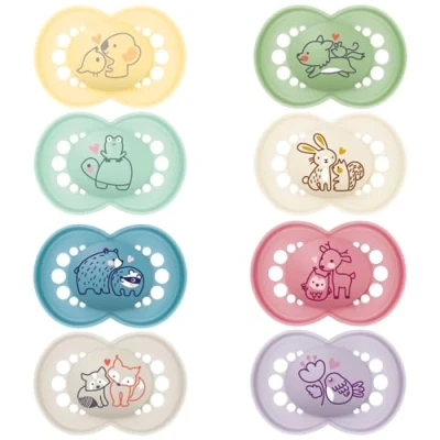Abbildung von MAM, Original Couleurs de la Nature Schnuller 18+ Monate (2 Stück) zufällige Farbauswahl Symmetrischer und anatomischer Silikonsauger Babyschnuller mit Transport Sterilisierbox