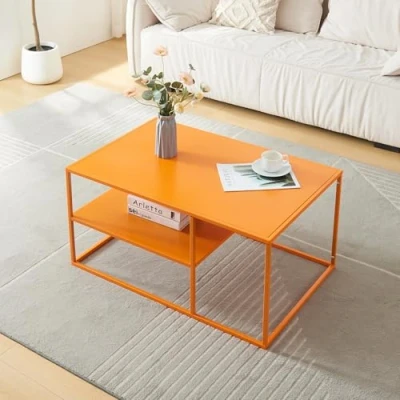 Abbildung von en.casa Couchtisch, »Solund« Beistelltisch Stahl 45x90x60 cm Orange