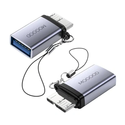 Abbildung von MOGOOD Micro B Stecker zu USB Buchse Adapter, USB3.0 Buchse, Datenadapter Kurzer Konverter Adapter für Computer, Laptops, Externe Festplatten (2 Pack)