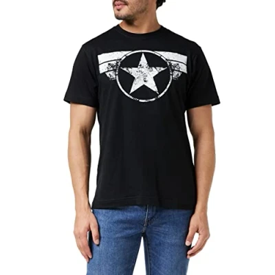 Abbildung von Marvel Herren Captain America Cap Logo T Shirt, Schwarz (Black Blk), L EU