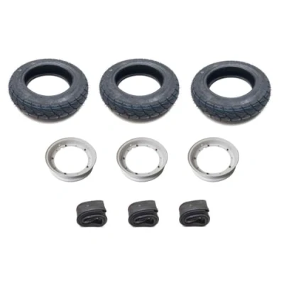 Abbildung von Allwetter Reifen 100/90 10 M+S Kompletträder Weiß passend für Piaggio Ape 50 TL1T, TL2T, TL3T, TL4T, TL5T, TL6T, ZAPC80, ZAPC81 Satz mit Felgen und Schläuchen